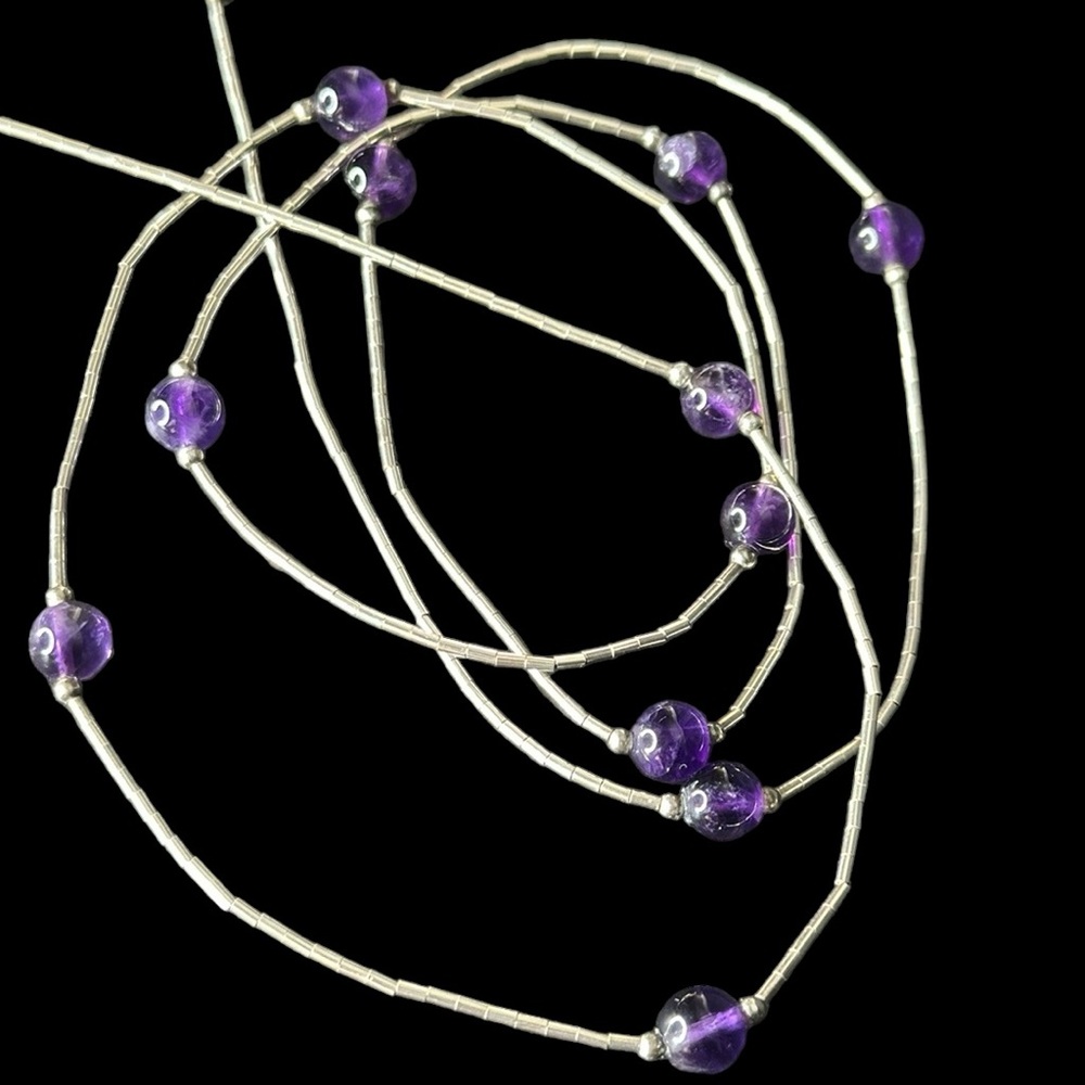 Liquid Sterling Silver Amethyst Stone  Necklace